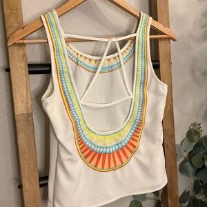 Lulumari Embroidered Open Back Top